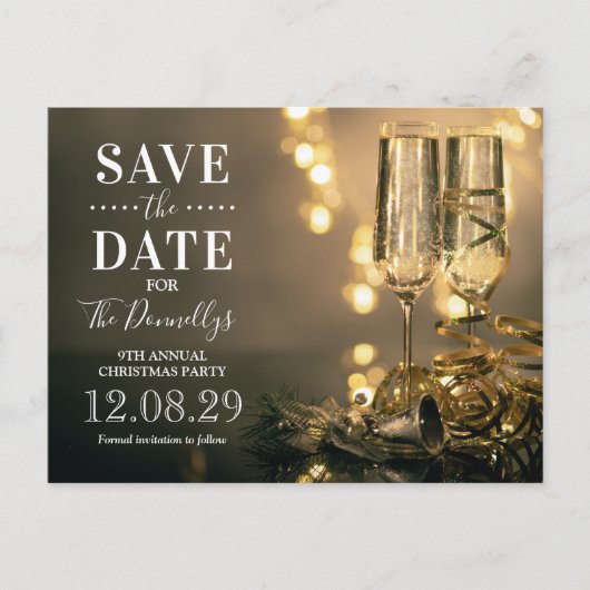 Elegant Holiday Kerstparty Save the Date Aankondigingskaart (Voorkant)