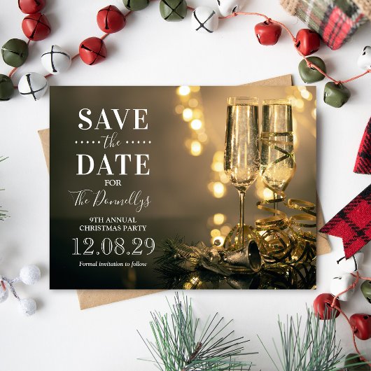 Elegant Holiday Kerstparty Save the Date Aankondigingskaart