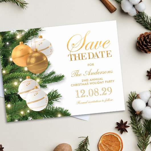 Elegant Holiday Kerstparty Save the Date Aankondigingskaart