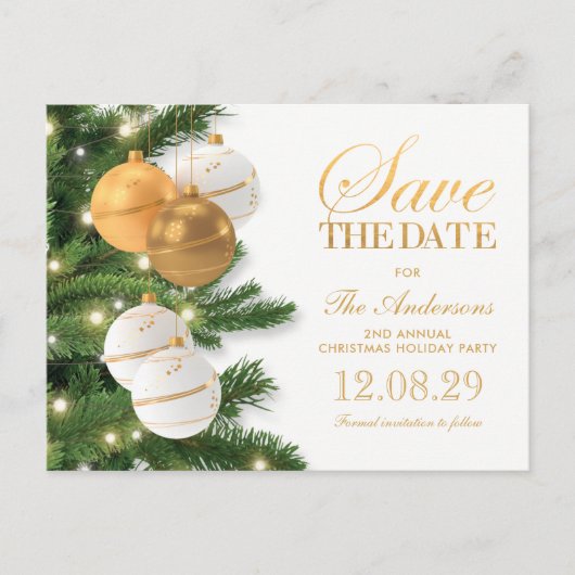 Elegant Holiday Kerstparty Save the Date Aankondigingskaart (Voorkant)