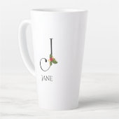 Elegant Holiday Monogram Initiaal J en Naam Latte Mok (Linkerhoek)