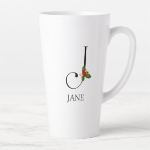 Elegant Holiday Monogram Initiaal J en Naam Latte Mok