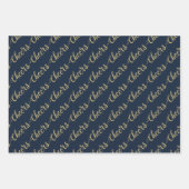 Elegant Holiday Navy Blue en Gold Inpakpapier Vel (Voorkant 3)