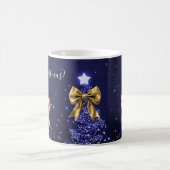 Elegant Holiday Navy Christmas Trees Bows Gold  Koffiemok (Center)