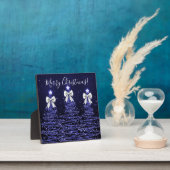 Elegant Holiday Navy Christmas Trees Silver Bows Fotoplaat (Insitu)