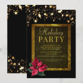 Elegant Holiday Party Black and Gold Invitation Kaart (Voorkant / Achterkant)