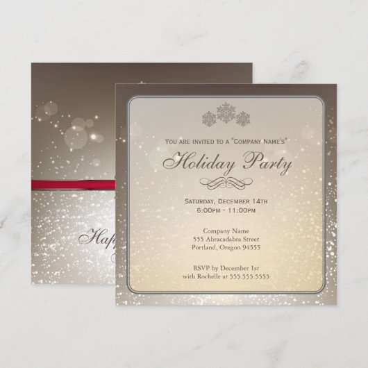 Elegant Holiday Party Company Invitation Kaart (Voorkant / Achterkant)