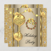 Elegant Holiday Party Gold Beige Kerstmis Kaart (Voorkant / Achterkant)
