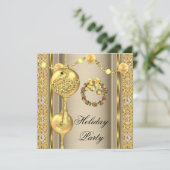 Elegant Holiday Party Gold Beige Kerstmis Kaart (Staand voorkant)