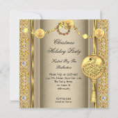 Elegant Holiday Party Gold Beige Kerstmis Kaart (Achterkant)