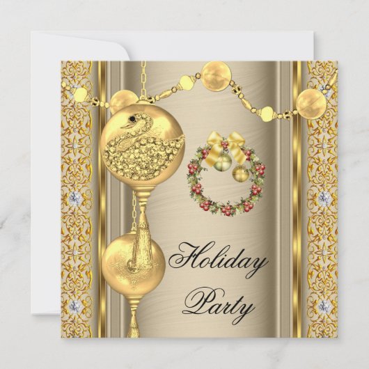 Elegant Holiday Party Gold Beige Kerstmis Kaart (Voorkant)