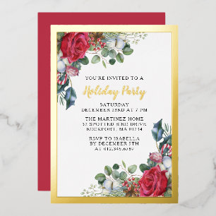 Elegant Holiday Party Gold Foil Uitnodiging