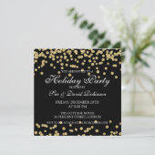Elegant Holiday Party Gold Glitter Confetti Black Kaart (Staand voorkant)