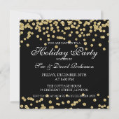 Elegant Holiday Party Gold Glitter Confetti Black Kaart (Voorkant)