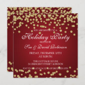 Elegant Holiday Party Gold Glitter Confetti Rood Kaart (Voorkant / Achterkant)