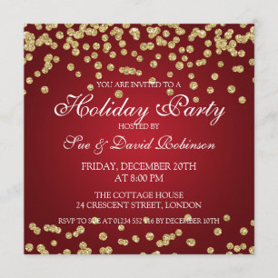 Elegant Holiday Party Gold Glitter Confetti Rood Kaart