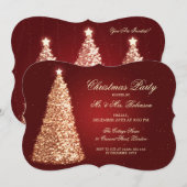 Elegant Holiday Party Gold Kerstmis Rood Kaart (Voorkant / Achterkant)