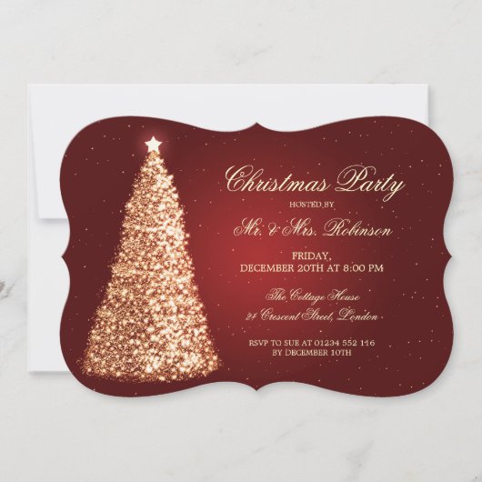 Elegant Holiday Party Gold Kerstmis Rood Kaart (Voorkant)
