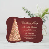 Elegant Holiday Party Gold Kerstmis Rood Kaart (Staand voorkant)