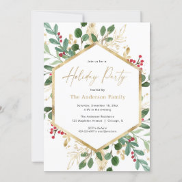 Elegant Holiday Party greenery red holly greenery Kaart