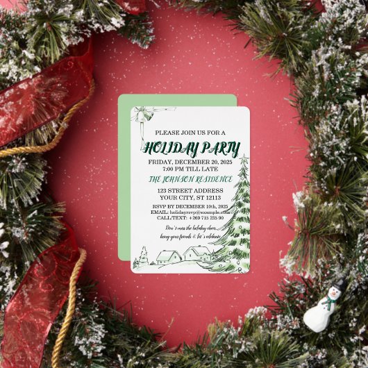 Elegant Holiday Party Invitation Kaart (Insitu)