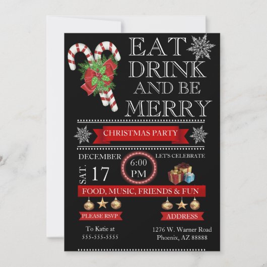 Elegant Holiday Party Kaart (Voorkant)