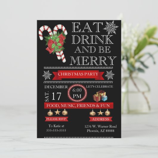 Elegant Holiday Party Kaart (Staand voorkant)