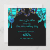 Elegant Holiday Party Kerstblauw Witte Drinken Kaart (Achterkant)