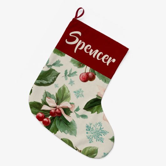 Elegant Holiday Pattern Christmas Stocking Grote Kerstsok (Voorkant (Hangend))