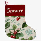 Elegant Holiday Pattern Christmas Stocking Grote Kerstsok (Voorkant)