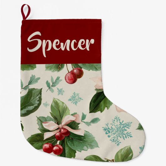 Elegant Holiday Pattern Christmas Stocking Grote Kerstsok (Voorkant)