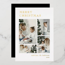 Elegant Holiday Photo Collage Christmas Card Folie Feestdagenkaart