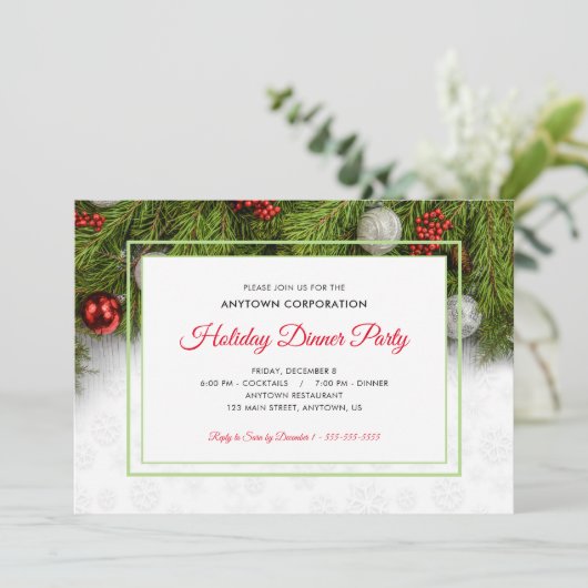 Elegant Holiday Pine Business Kerstfeest Feestdagenkaart (Staand voorkant)