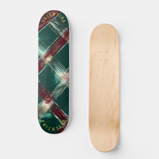 Elegant Holiday Plaid Skateboard Design (Voorkant)