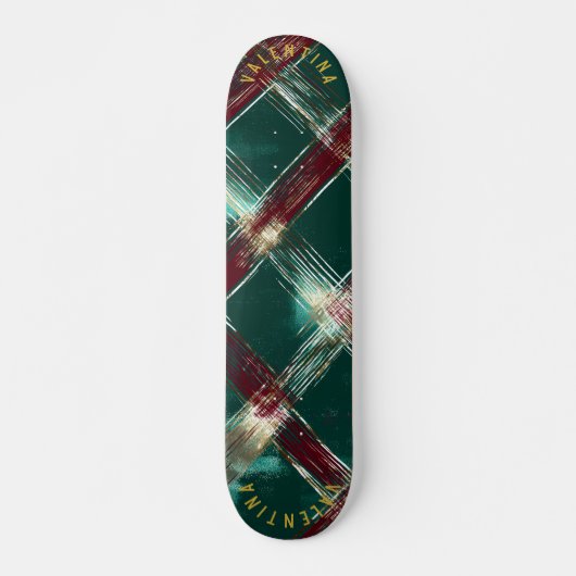 Elegant Holiday Plaid Skateboard Design (Voorkant)