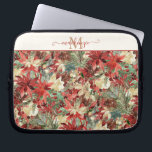 Elegant Holiday Poinsettia Floral Monogram Laptop Sleeve<br><div class="desc">Elegant Holiday Poinsettia KerstFloral Monogram laptophoes met een feestelijk patroon van poinsettias in zowel rood als wit, rozen, pijnboomtakken, pijnboomkegels en andere wintervakantiegroen. Uw monogram en naam in een elegante handgeschreven typografie maken dit tot het perfecte sleeve van de laptop computer. Neem contact met ons op via cedarandstring@gmail.com als u...</div>