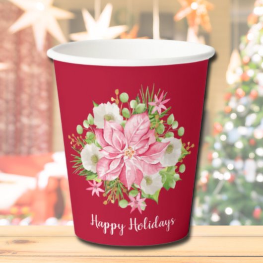 Elegant Holiday Poinsettia Griekenland Papieren Bekers