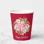 Elegant Holiday Poinsettia Griekenland Papieren Bekers (Voorkant)