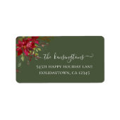 Elegant Holiday Poinsettia Holly Adres Etiket (Voorkant)