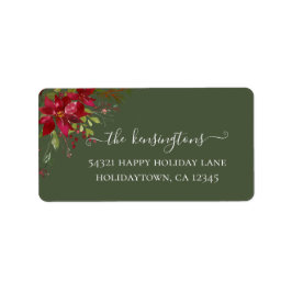 Elegant Holiday Poinsettia Holly Adres Etiket