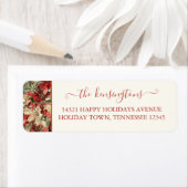 Elegant Holiday Poinsettia Kerstadres Etiket (Insitu)