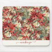 Elegant Holiday Poinsettia Kerstmis Floral Muismat (Voorkant)