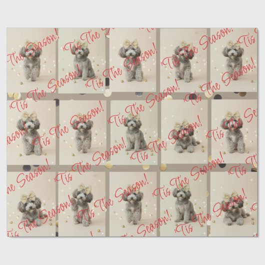 Elegant Holiday Pup Wrapping Paper (Customizable) Cadeaupapier (Vlak)