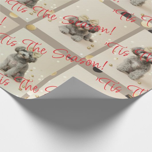 Elegant Holiday Pup Wrapping Paper (Customizable) Cadeaupapier (Hoek)