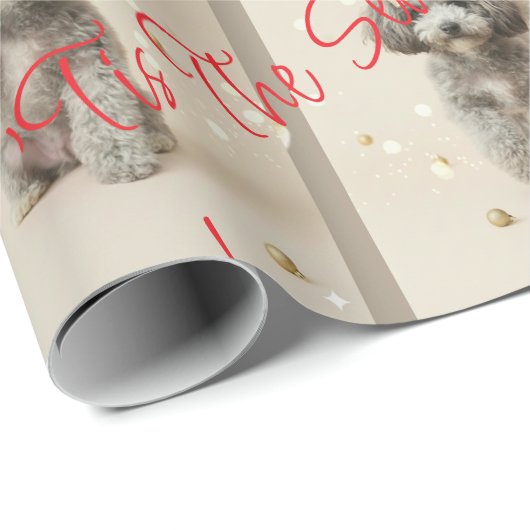 Elegant Holiday Pup Wrapping Paper (Customizable) Cadeaupapier (Rol Hoek)