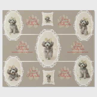 Elegant Holiday Puppy Wrapping Paper (Customize) Cadeaupapier