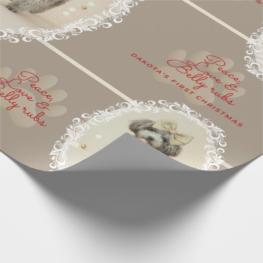 Elegant Holiday Puppy Wrapping Paper (Customize) Cadeaupapier (Hoek)