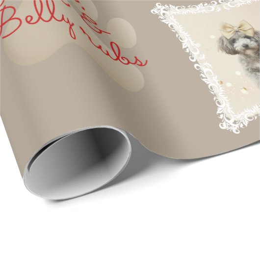 Elegant Holiday Puppy Wrapping Paper (Customize) Cadeaupapier (Rol Hoek)
