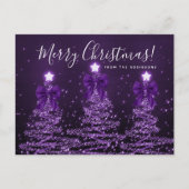 Elegant Holiday Purple Christmas Trees Bows Briefkaart (Voorkant)