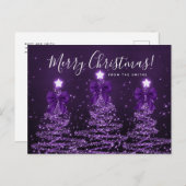 Elegant Holiday Purple Christmas Trees Bows Briefkaart (Voorkant / Achterkant)